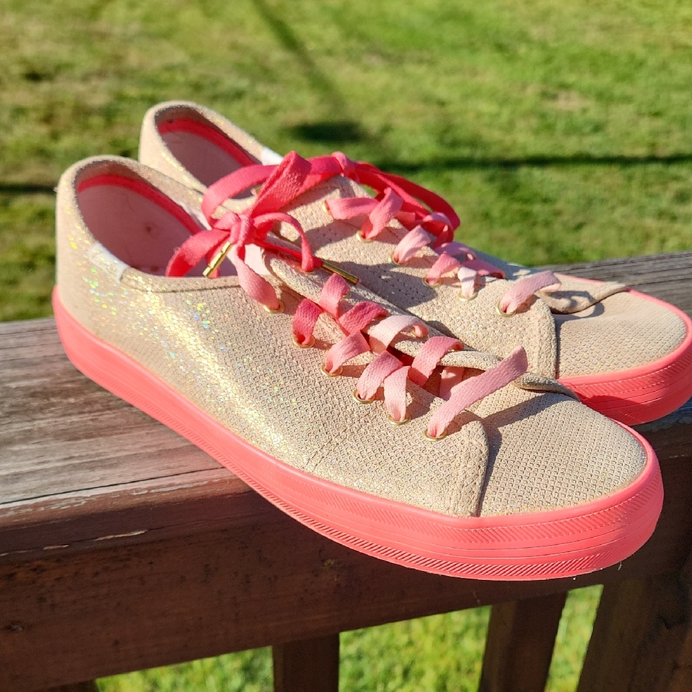 Keds Glittery Beige and Pink Sneakers
